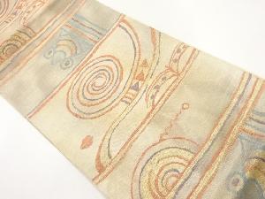 リサイクル　横段に抽象模様織出し袋帯